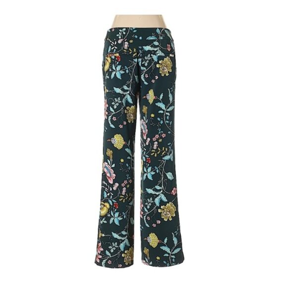 Ann Taylor LOFT Green Floral Patterned Pants Size 2 - Picture 2 of 2
